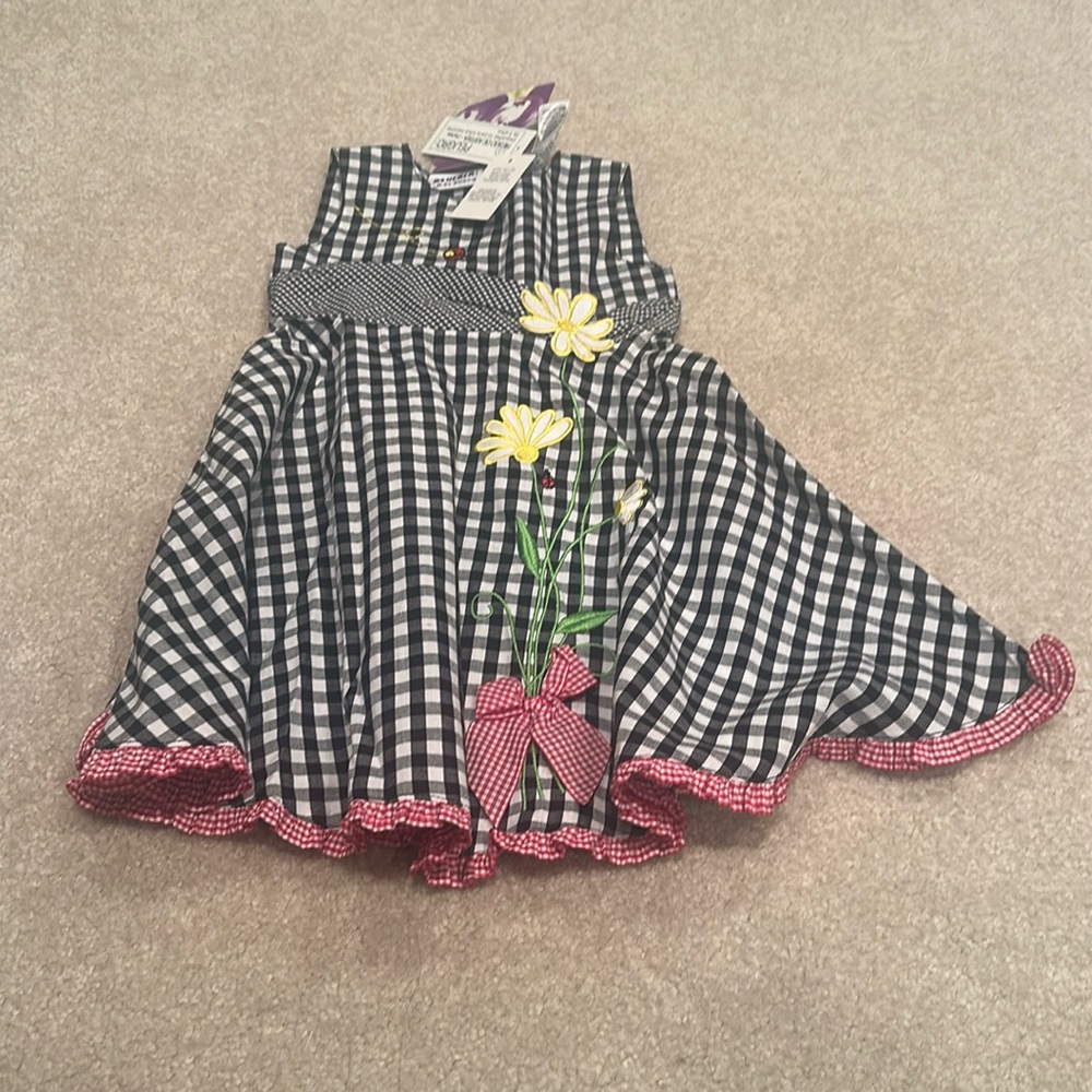 Simple beautiful dress size 2t by Blueberri boulevard black checkered /flower